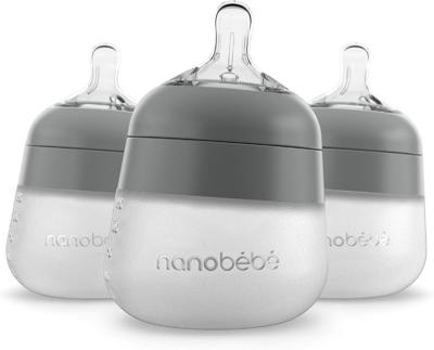 Amazon.com : Nanobebe Flexy Silicone Baby Bottle, Anti-Colic, Natural Feel, Non-Collapsing Nipple, Non-Tip Stable Base, Easy to Clean 3-Pack, Gray, 5