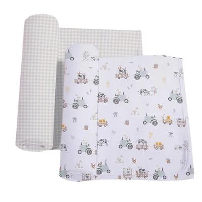 Living Textiles - 2Pk Jersey Swaddle, Tractor Ride