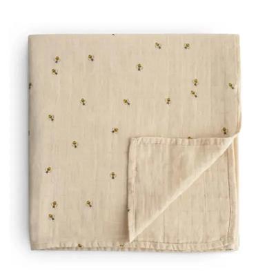 Mushie - Organic Cotton Muslin Swaddle Blanket, Bee
