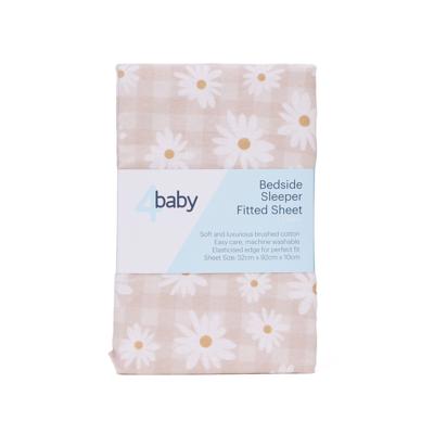 4baby Flannel Bedside Sleeper Fitted Sheet Checkered Daisy | Baby Bunting AU