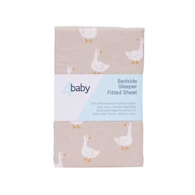 4baby Flannel Bedside Sleeper Fitted Sheet Goosey Gander | Baby Bunting AU