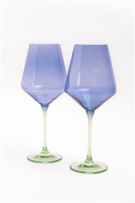 Estelle Colored Wine Stemware - Set of 2 {Colorblock: Cobalt   Mint}