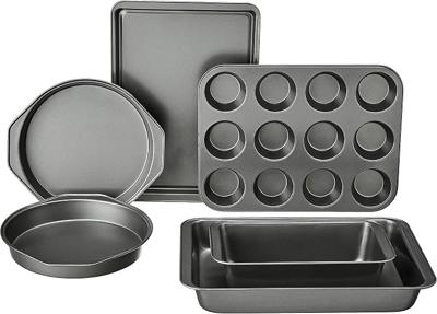 Amazon.com: Amazon Basics 6 Piece Nonstick Carbon Steel Bakeware Set with Cake, Muffin, Cookie, and Loaf Pans, Easy Release, Oven Safe, 16.25 x 11.75