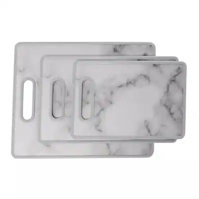Elle Decor 3Pc Cutting Board Set Designed Plastic, 8x12, 9x14, 12x15, Nonslip, Easy Grip Handle, Dishwasher Safe Marble ELD-33134-135-136 - Best