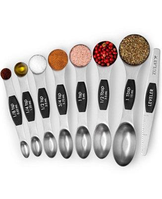 8-Piece Magnetic Stainless Steel Measuring Spoon Set with Leveler - Macys