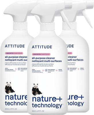 Amazon.com: ATTITUDE All Purpose Cleaner Spray, EWG Verified, Vegan, Made with 94% Plant-Based Ingredients, Streak-Free for Kitchen, Bathroom, Glass &