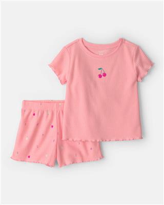 Toddler Girl Floral Short-Sleeve Loose Fit 2-Piece pyjama Set - Pink | Carter’s Oshkosh Canada