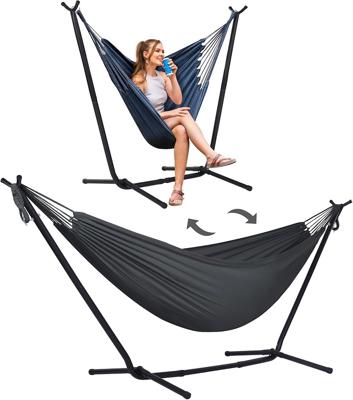 Amazon.com : SUNCREAT 2-in-1 Hammocks Convertible Portable Double Hammock with Stand Included, Outdoor Hammock and Stand, Patented, Dark Grey : Patio,