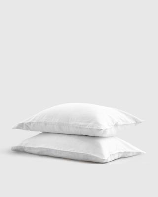European Linen Pillowcase Set in White