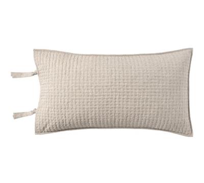 King Quilt and 2 King Shams - Pick-Stitch Handcrafted Cotton Linen Quilt | Pottery Barn