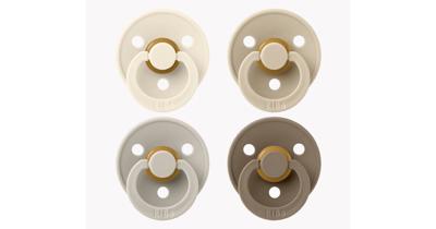 BIBS Pacifier Latex 4 Pack Ivory/Sand/Vanilla/Dark Oak Size 2 | Baby Bunting AU