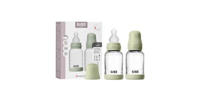 Bibs Glass Bottle Complete Set 120ml Silicone - Sage, 2 pack | Baby Bunting AU