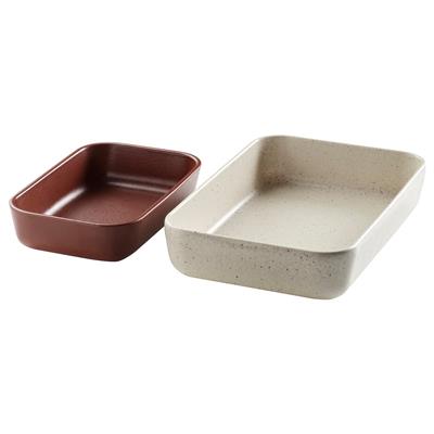 LYCKAD oven/serving dish set of 2, light beige/red-brown - IKEA UK