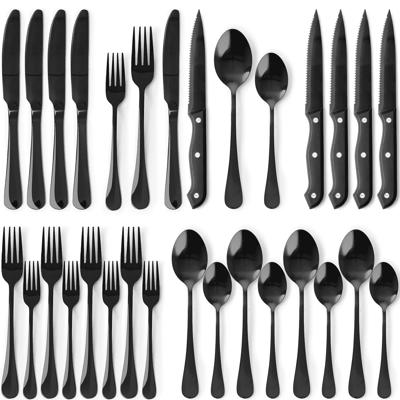 Astercook 25-Piece Black Stainless Steel Silverware Set with Steak Knives for 4 Dining - Walmart.com