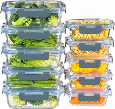MFY Glass Containers with Lids, Reusable Meal Prep Containers, Airtight Glass Food Storage Containers with Lids, BPA-free, Microwave, Oven, Freezer an