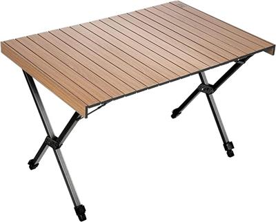 TIMBER RIDGE Folding Camping Table Fold up Aluminum Foldable Portable, 108x71cm Roll up Picnic Table Support 100kg 4ft Height Adjustable 4-6 Person Fo