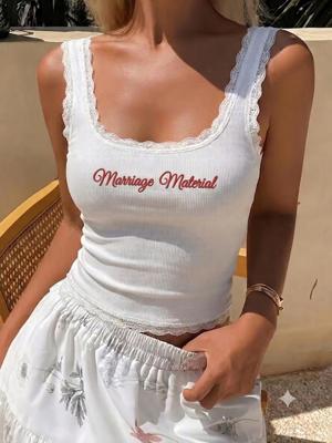 Personalized Embroidered Lace Tank Top