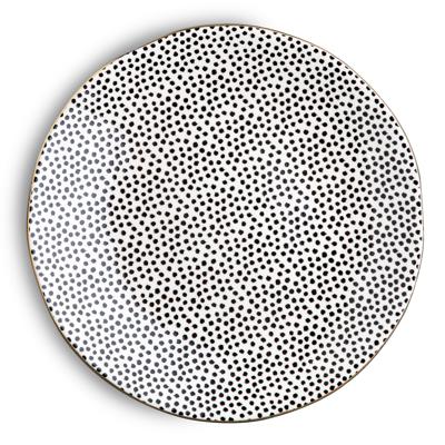 Thyme & Table Ceramic Dinner Plate Black and White Elegant Design Microwave Safe Dish - Walmart.com