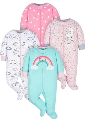 Amazon.com: Gerber Baby Girls 4 Pack Sleep N Play Footie, Bunny Smiley, Newborn: Clothing, Shoes & Jewelry
