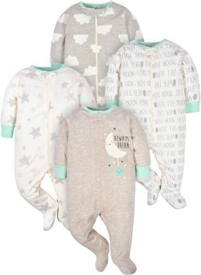 Amazon.com: Gerber Baby Girls 4 Pack Sleep N Play Footie, Cloudy, Newborn: Clothing, Shoes & Jewelry