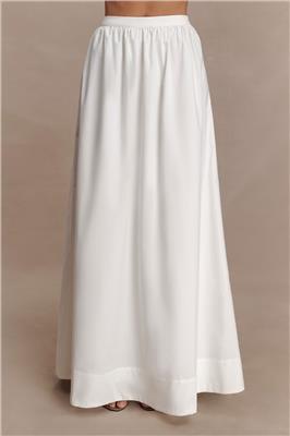 River Gathered Maxi Skirt - White | MESHKI