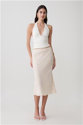 Lilah Devore Midi Skirt - Ivory | MESHKI