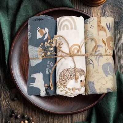 3-Pack Silky-Soft Cotton Muslin Swaddles - Woodland & Safari (Large)| My Mom And Me