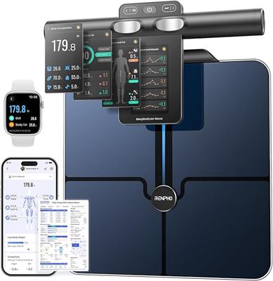 Amazon.com: RENPHO Smart Scale for Body Weight, 8-Electrode Body Composition Scale with BMI, Body Fat, Muscle Mass, Rechargeable Body Fat Scale with F