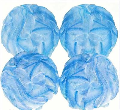 Loofah Bath Sponges - Gentle Exfoliating Shower Loofah for Rich Lather, Durable Mesh Body Scrubber for Men & Women 4 Pack (Sky Blue)