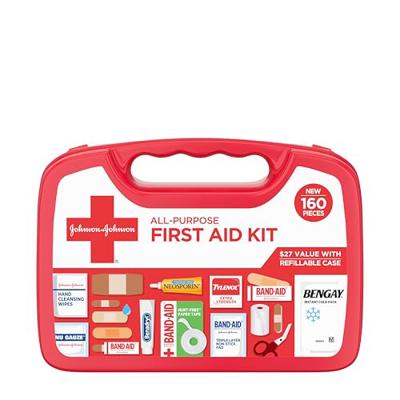 BAND-AID Brand All-Purpose Portable Compact First Aid Kit for Minor Cuts, Scrapes, Burns & Aches, Wound Care Essentials for Home, Car, Dorm, Travel, C