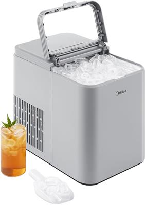 Amazon.com: Midea MERI26B1AGN Countertop Bullet-Ice Maker, 8 Ice Bullets Ready in 6 Minutes, 26lbs/24H, Self-Cleaning Function with Ice Scoop and Bask