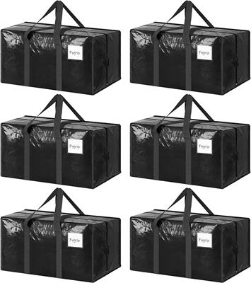 Amazon.com: 6 Pack Extra Heavy Duty Large Moving Bags with Strong Zipper & Comfortable Handles, Sturdy & Durable Clothes Storage Bags Totes Bins, Blue