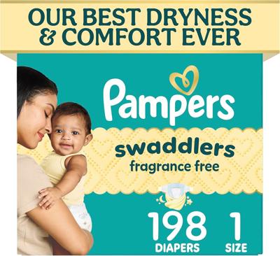Amazon.com: Pampers Swaddlers Diapers, Size 1 (8-14 lbs), 198 Count, Fragrance Free, Hypoallergenic, Absorbent, Pediatrician Recommended, Skin Safe