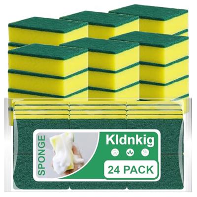 24 Pack Kitchen Cleaning Sponges,Scrub Sponges,Non-Scratch Scrub Dish Sponge Safe on Non-Stick Cookware,Stink-Free Cleaning Supplies for Pots, Pans