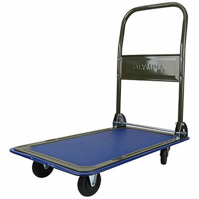 Olympia Tools Foldable Push Cart Dolly - 300 Lb. Capacity Heavy Duty Platform Truck with 360° Swivel Wheels - Black