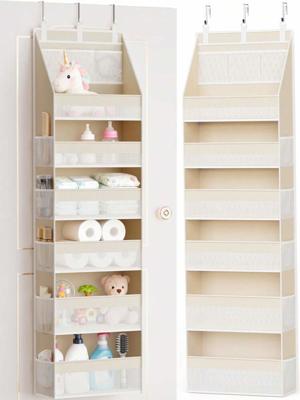 1pc Over The Door Storage Rack, Heavy Duty 6-Tier Hanging Organizer With 13 Mesh Pockets,55lbs Capacity,Suitable For Nursery,Bathroom,Bedroom And Dorm