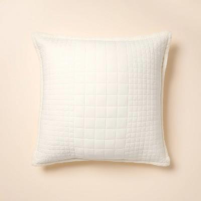 26x26 Quilt Euro Square Throw Pillow Sour Cream - Hearth & Hand™ with Magnolia : Target