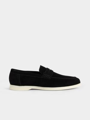 Jet Mens Black Suede Loafers | Bash