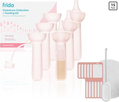 Amazon.com : Frida Mom Colostrum Collection Kit, Catch, Store & Feed Breastmilk, Includes 6 Colostrum Collectors, 6 Labels, Cleaning Brush, Cloth & Ca