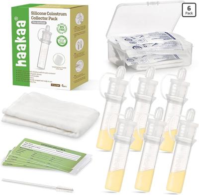 Amazon.com: haakaa Colostrum Collector Kit Breast Milk Collector with Cotton Cloth Wipe and Storage Case, Ready-to-Use, Reusable, 4ml/6pcs | World-fir