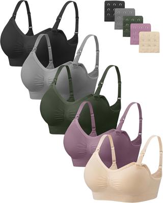 Angelhood 5 Pack Maternity Breastfeeding Seamless Wireless Sleep Bra with Extenders at Amazon Women’s Clothing store