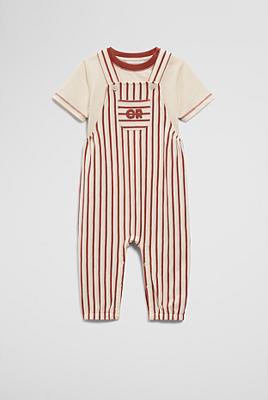Clay Stripe Organically Grown Cotton Jersey Short Sleeve Overall Set - Overalls & Rompers | Country Road