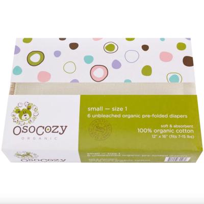 OsoCozy Organic Cotton Prefold Cloth Diapers -6 Pack Size 1 Better Fit | Cloth Diaper Kids