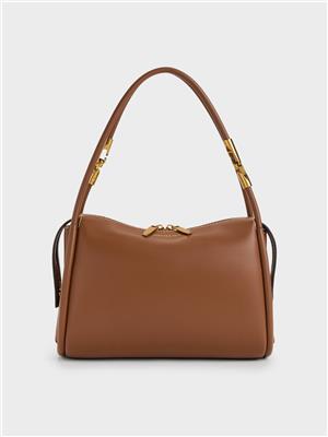 Chocolate Lyla Tubular Slouchy Shoulder Bag - CHARLES & KEITH UK