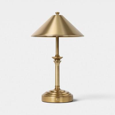 Turned Metal Portable Table Lamp Gold (Includes LED Light Bulb) - Threshold™ : Target