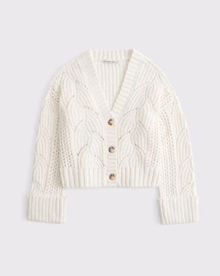 Womens The A&F Cameron Textural Stitch Cardigan | Womens Tops | Abercrombie.com