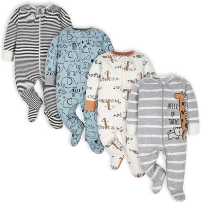 Amazon.com: Gerber Baby Boys 4 Pack Sleep N Play Footie, Jungle Blue, 0-3 Months: Clothing, Shoes & Jewelry