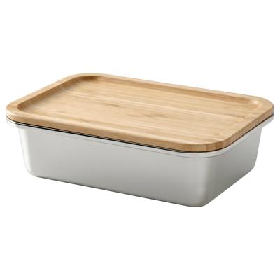 IKEA 365+ food container with lid, rectangular stainless steel/bamboo, 1.0 l - IKEA UK