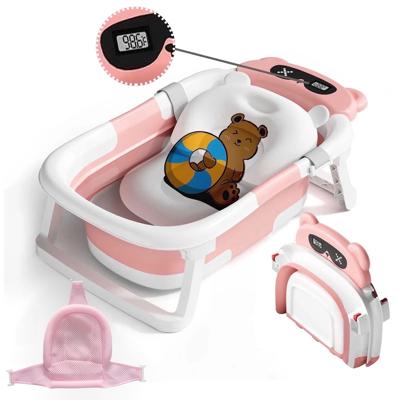 stusgo Collapsible Baby Bath Tub, Folding Infant Bath Tub with Cushion and Thermometer, Pink - Walmart.com