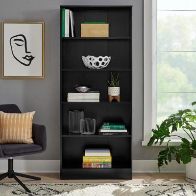 StyleWell 71 in. Black 5-Shelf Basic Bookcase with Adjustable Shelves HS202006-34BLK - The Home Depot